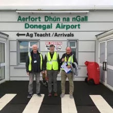 Kieran Murphy (Centre) on arrival  Donegal Airport Carrickfin 