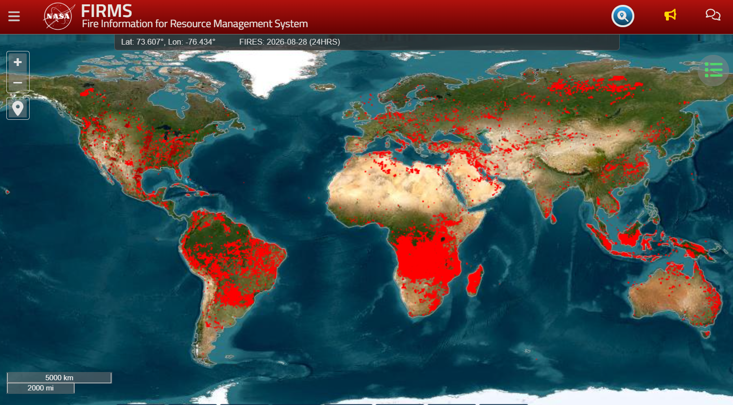 NASA FIRMS Map 31 August 2026