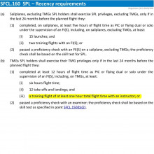 SFCL - TMG Training flight Receny requirement