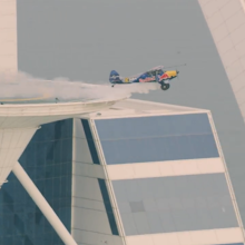 Red Bull pilot lands plane on helipad