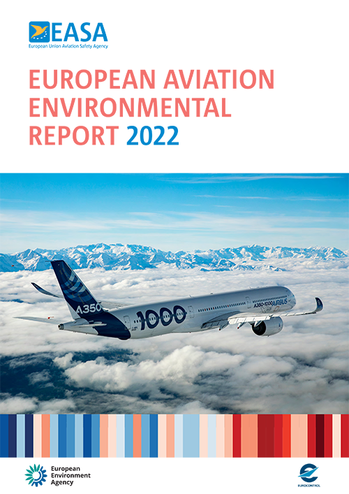 "Forside til miljørapporten om europæisk luftfart 2022"