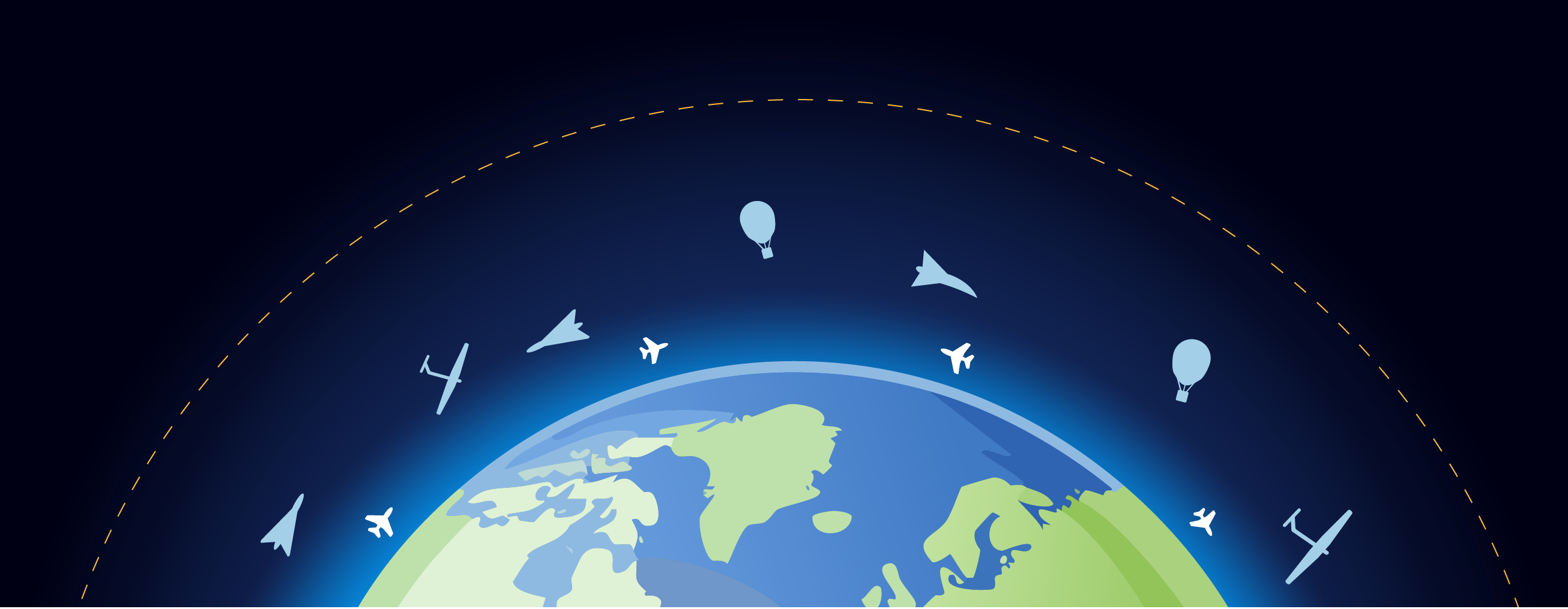 Veranschaulichung des Flugbetriebs im oberen Luftraum