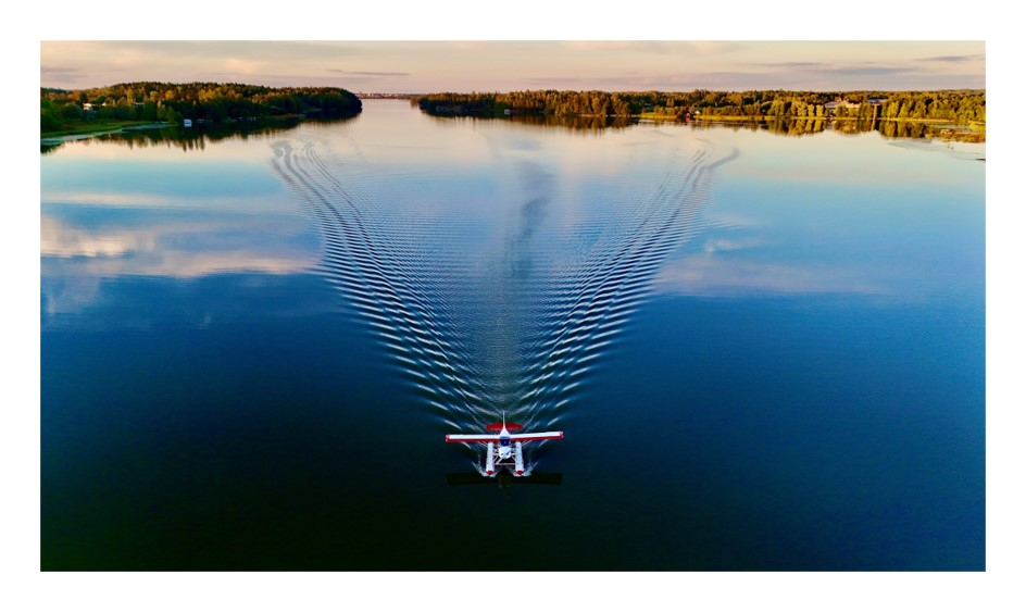 Seaplane on lake