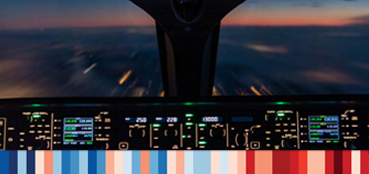 O painel de controlo de uma aeronave