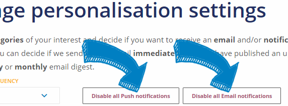 Disable email and push notifications