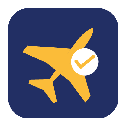 ícone que representa uma aeronave com uma marca de verificação