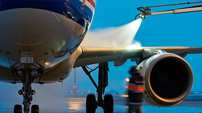 Plane being de-iced 